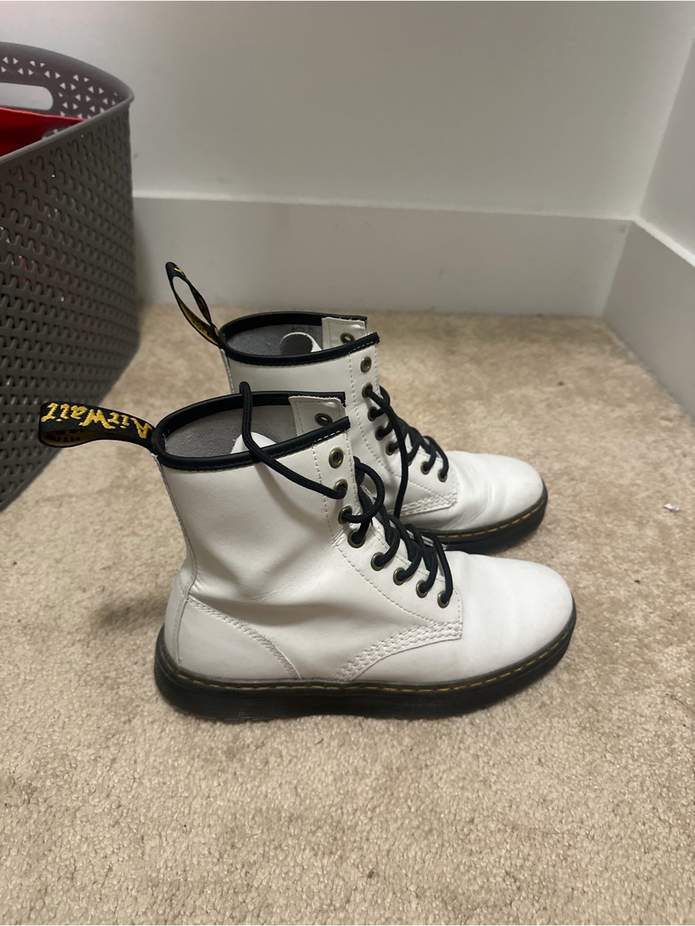 Dr. Martens White Lace-Up Boots